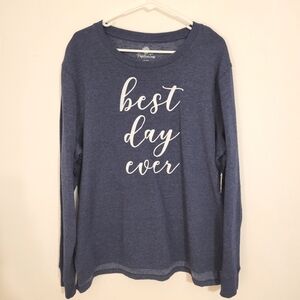 NWT PositiviTees Best day ever blue long sleeves sweatshirt size XL (16-18)